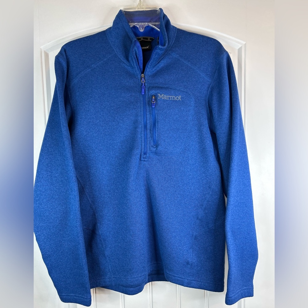 Marmot Drop Line Half-Zip Blue Fleece Jacket Outdoors Men’s Size Medium